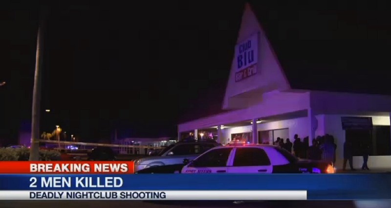 In this frame from video, people gather near the scene of a fatal shooting at Club Blu nightclub in Fort Myers, Florida CREDIT: AP PHOTO