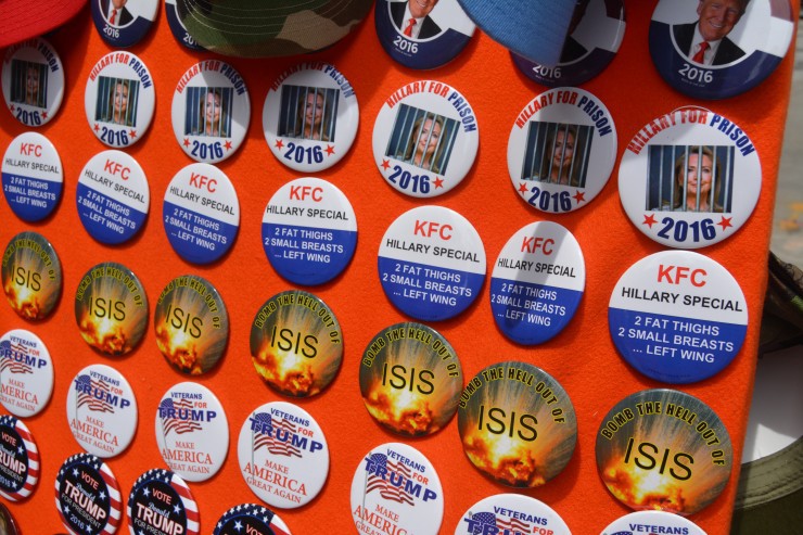 Pins for sale near the RNC. CREDIT: Kira Lerner