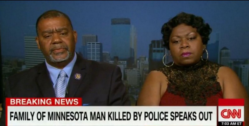 The uncle and mother of Philando Castile CREDIT: CNN/SCREENSHOT