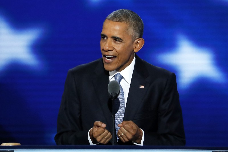President Barack Obama speaks during the third day of the Democratic National Convention in Philadelphia, Wednesday, July 27, 2016. CREDIT: AP PHOTO/J. SCOTT APPLEWHITE