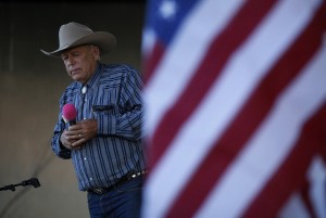 Rancher Cliven Bundy speaks at an event Saturday, April 11, 2015, in Bunkerville, Nev. Bundy was holding the event to celebrate the one year anniversary since the Bureau of Land Management’s failed attempt to collect his cattle. CREDIT: AP Photo/John Locher