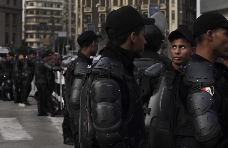 In this Tuesday, May 3, 2016, file photo, Egyptian security forces close off a street near the Press Syndicate as journalist’s protest in Cairo, Egypt CREDIT: AP PHOTO/NARIMAN EL-MOFTY