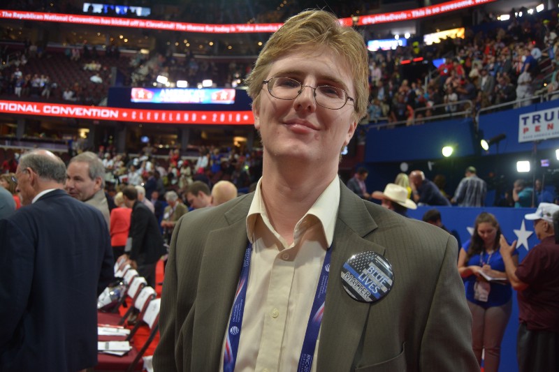 Delegate Greg Neff wears a Blue Lives Matter pin at the convention. CREDIT: KIRA LERNER