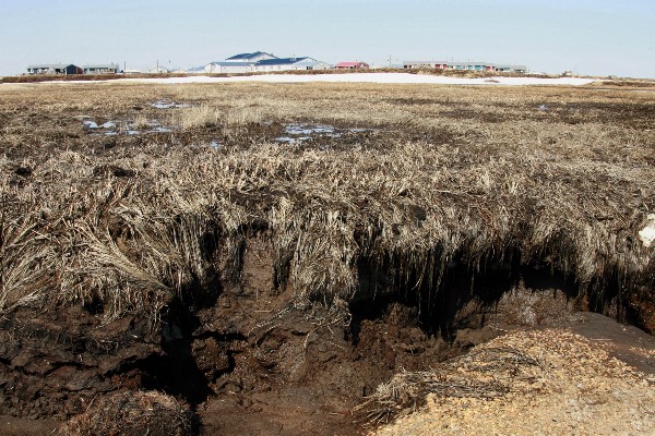 Eroding permafrost is a major issue for some of Alaska’s coastal communities. CREDIT: AP PHOTO/AL GRILLO