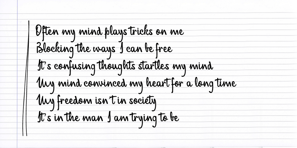 An excerpt from “Mind of Mine,” a poem by Alonzo Smith. CREDIT: LOST SOUL, ALONZO SMITH, DYLAN PETROHILOS, THINKPROGRESS