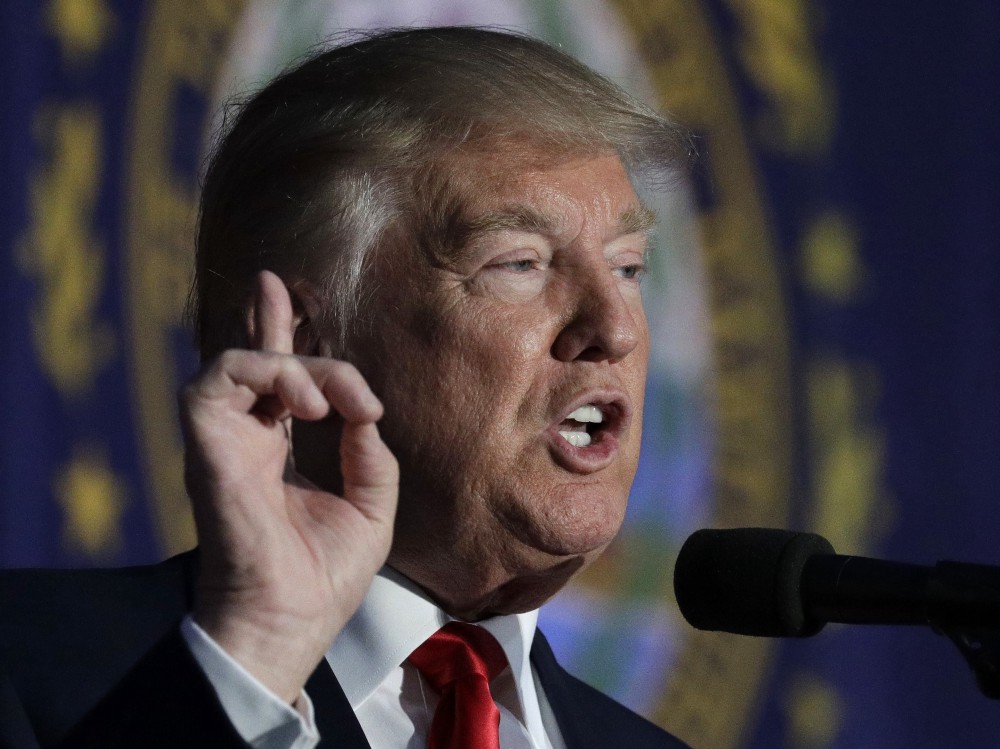 Republican presidential candidate Donald Trump speaks at a campaign rally, Thursday, Sept. 29, 2016, in Bedford, N.H. CREDIT: AP Photo/John Locher