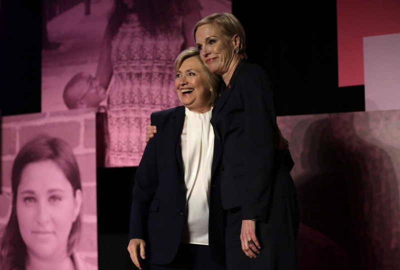 Hillary Clinton and Cecile Richards CREDIT: AP PHOTO