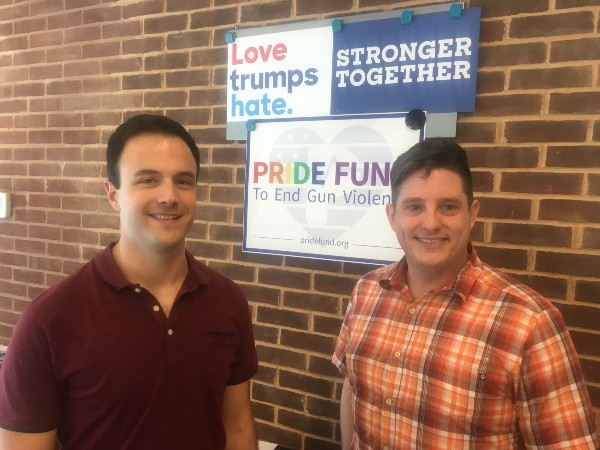 Jason Lindsay and Robb Hudson in the Pride Fund’s DC office. CREDIT: Kira Lerner