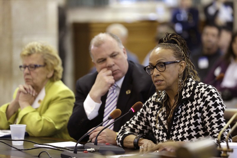 New Jersey State Senators Nia H. Gill, right, and Loretta Weinberg, left. CREDIT: AP Photo/Julio Cortez