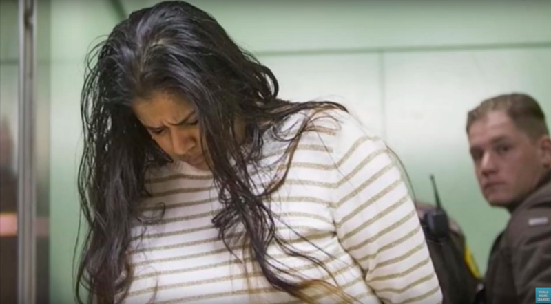 A March 2015 photo of Purvi Patel being taken into custody after her initial feticide conviction. CREDIT: WORLD NEWS NETWORK, YOUTUBE