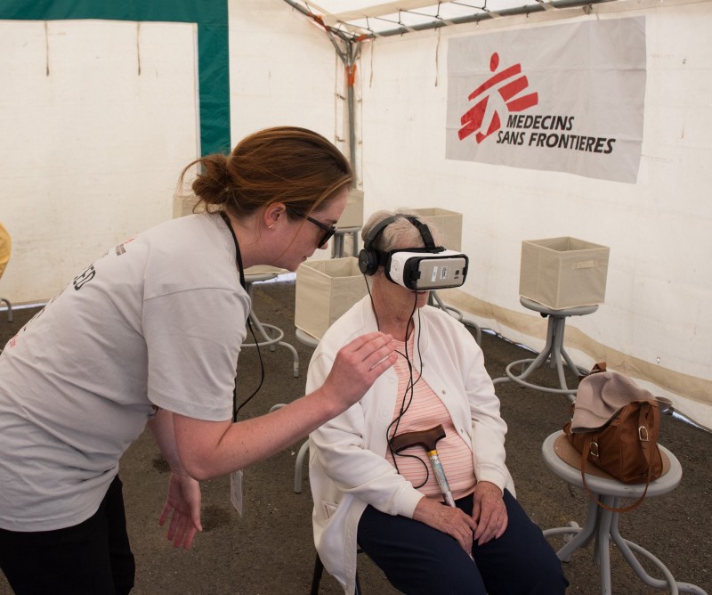 Visitors can undergo an immersive experience at the MSF exhibit. EDWIN TORRES