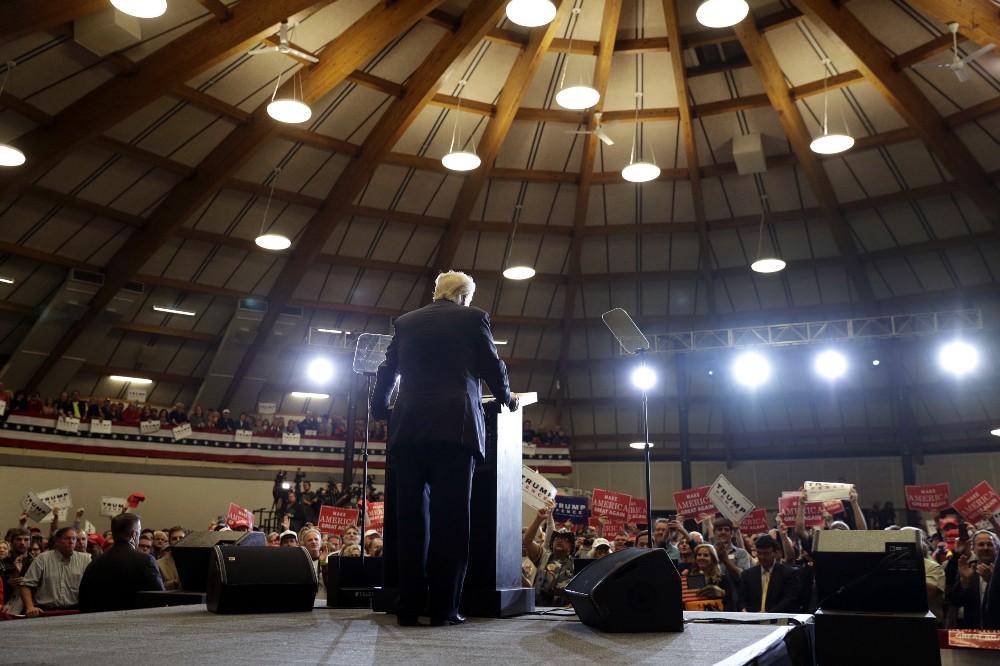 Republican presidential candidate Donald Trump speaks at a rally, Wednesday, Sept. 28, 2016, in Waukesha, Wis. CREDIT: AP Photo/John Locher
