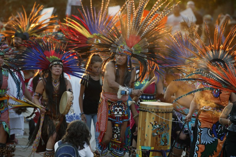 native Americans head to a rally at the State Capitol in Denver, CO, earlier this month. CREDIT: AP/DAVID ZALUBOWSKI