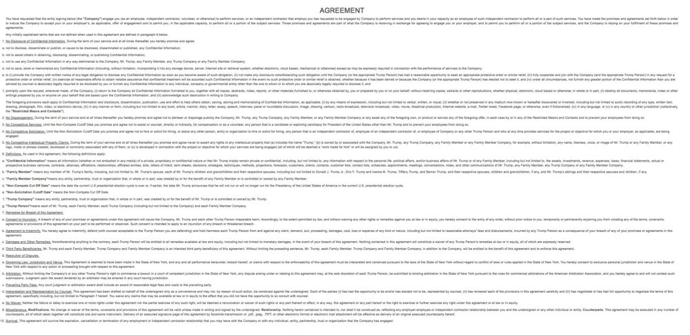 The Trump NDA in full.