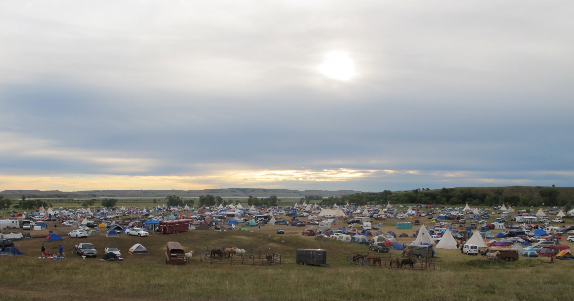 One of the camps near North Dakota’s Standing Rock Sioux reservation on September 9, 2016. CREDIT: AP Photo/James MacPherson