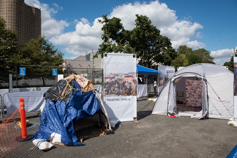 The exhibit displays tent shelters that could sleep entire families for several months, and in some cases, several years. EDWIN TORRES