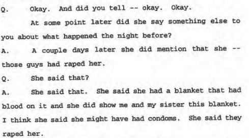 Deposition of Jane Doe’s roommate