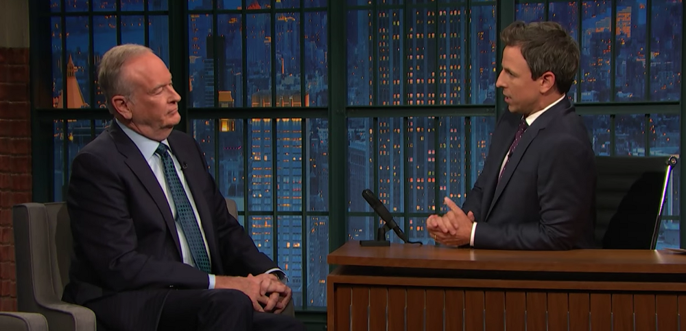 O’Reilly appears on the Late Show with Seth Myers on July 14, 2016 CREDIT: Screenshot