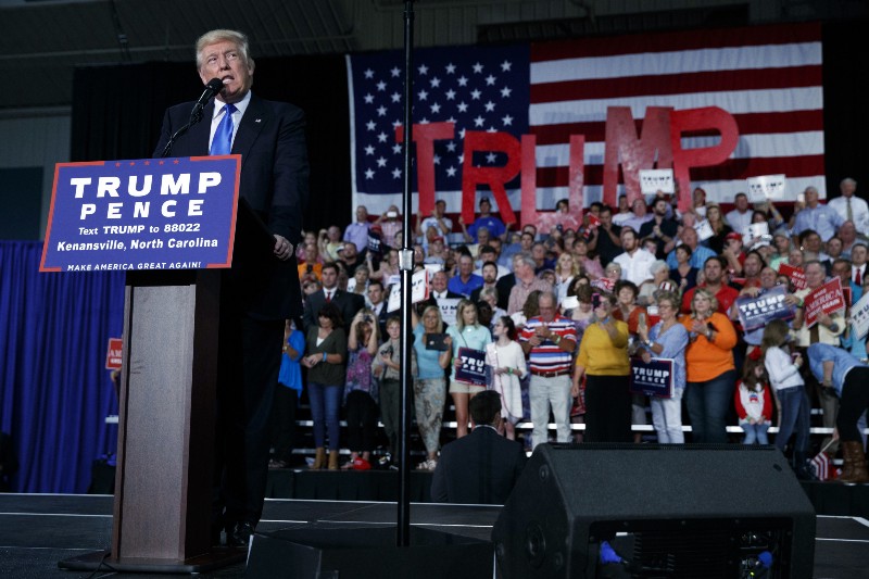 Donald Trump speaking in North Carolina on Tuesday. CREDIT: AP Photo/ Evan Vucci