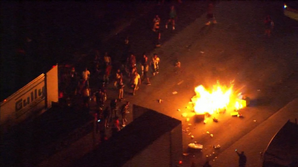 The interstate where protesters in Charlotte made a stand Tuesday played a major role in shaping the city’s inequities. CREDIT: CNN/Screencap