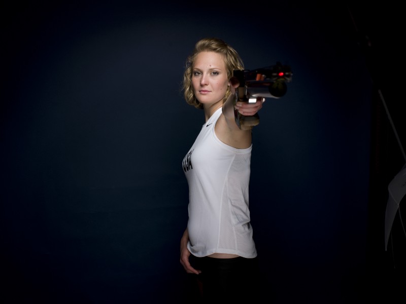 Modern pentathlon athlete Margaux Isaksen poses for a portrait at the 2012 Team USA Media Summit on Tuesday, May 15, 2012 in Dallas. Credit: AP/VICTORIA WILL