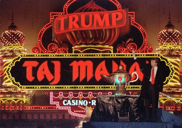 Donald Trump at his Trump Taj Mahal Casino Resort at its opening in 1990. CREDIT: AP Photo/Mel Evans