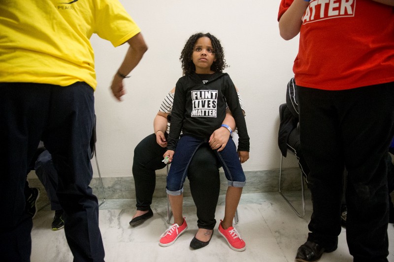 Mari Copeny, 8, of Flint, Michigan at a Congressional hearing in March. CREDIT: AP Photo/Andrew Harnik