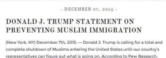 This statement is still on Trump’s site.