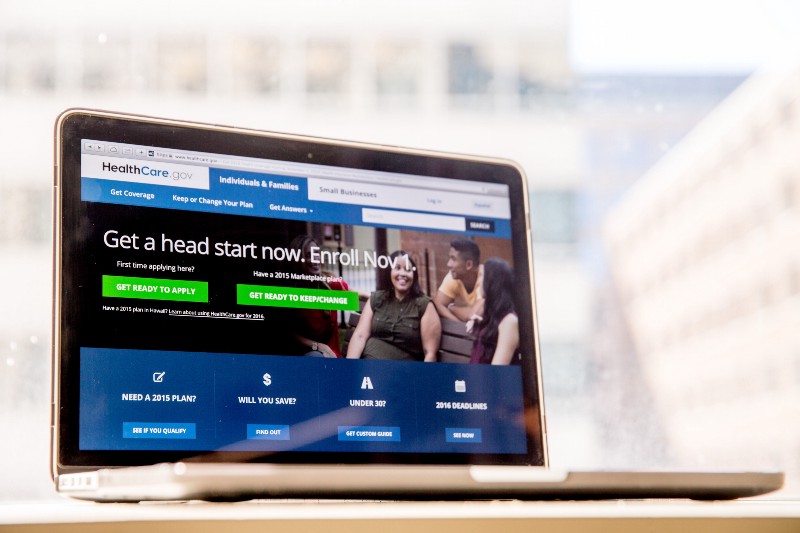 The HealthCare.gov website, where people can buy health insurance, is displayed on a laptop screen in Washington. CREDIT: AP Photo/Andrew Harnik, File