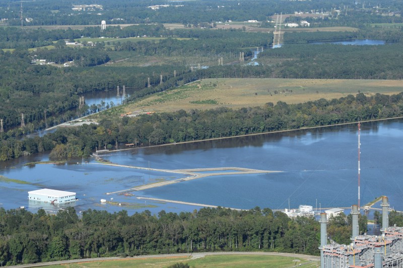 Aerial imagery taken of the Lee coal-fired power plant in North Carolina. CREDIT: Travis Graves, Lower Neuse Riverkeeper