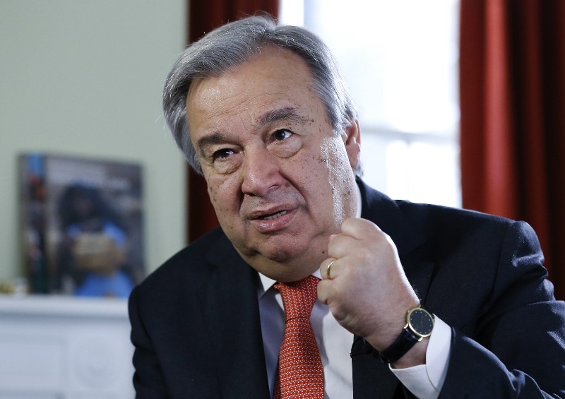 Antonio Guterres, United Nations High Commissioner for Refugees, during an interview with the Associated Press, in London, Tuesday, Nov. 4, 2014. CREDIT: AP Photo/Kirsty Wigglesworth