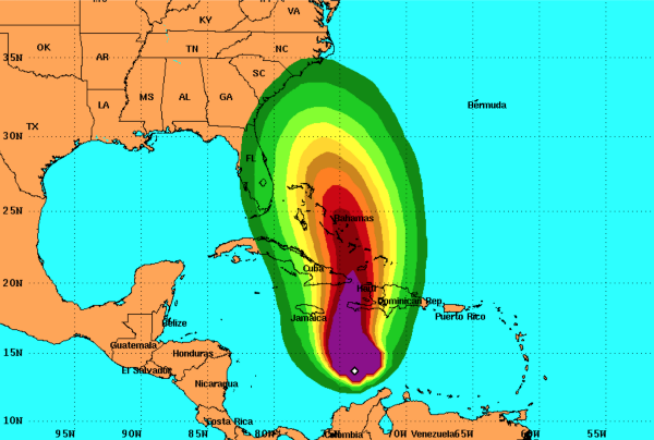 Hurricane Matthew wind speed intensity forecasts Sunday. CREDIT: NOAA