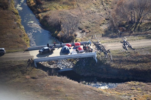 Protesters road blockade. CREDIT: Morton County Sheriff’s Department
