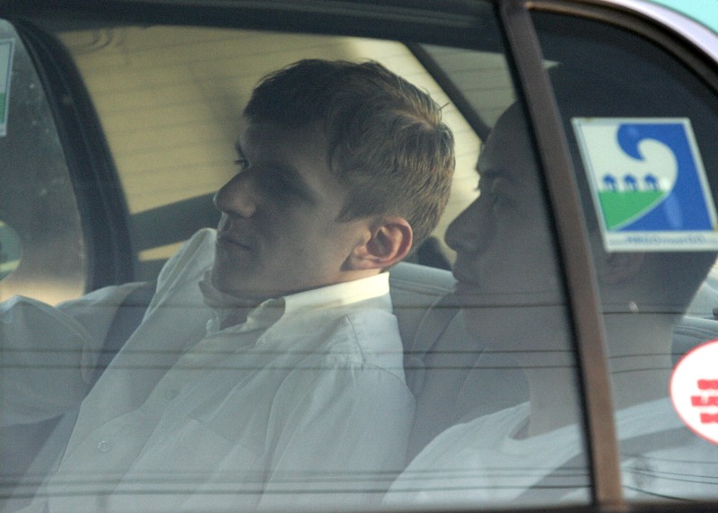 James O’Keefe, left, leaving a St. Bernard Parish, Louisiana jail in 2010 following an arrested by the FBI. CREDIT: AP Photo/Patrick Semansky