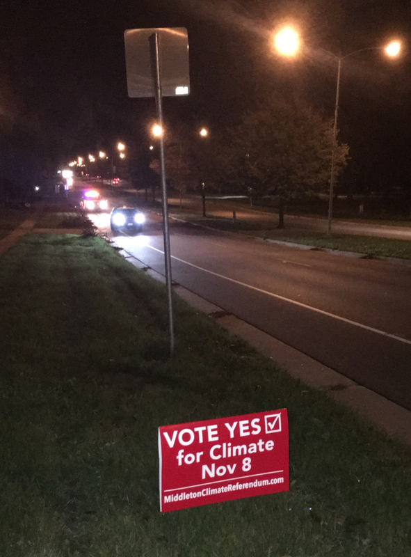 A Middleton Climate Referendum Project yard sign in Middleton, WI. Credit: Middleton Climate Referendum