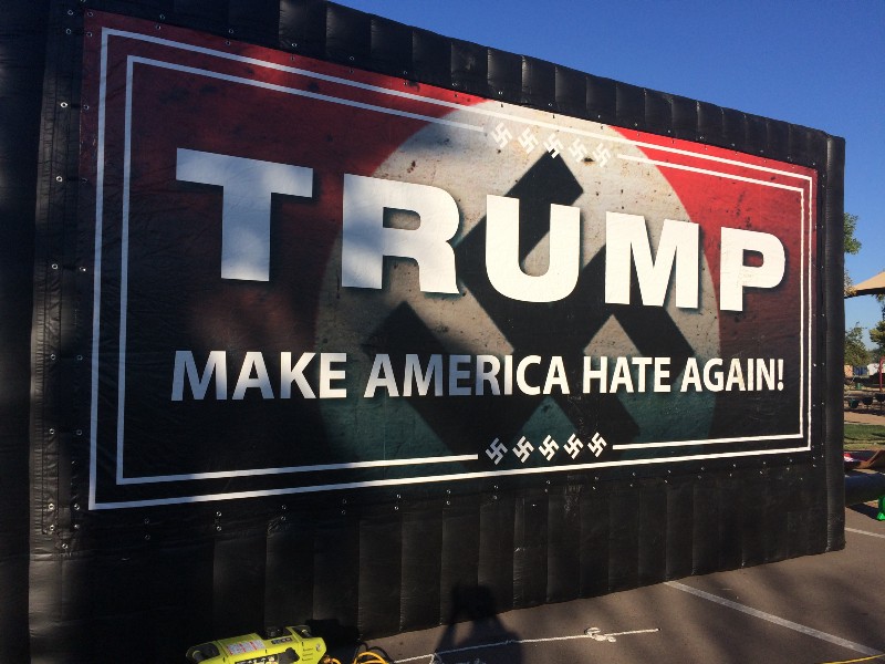 An anti-Trump sign at Bazta Arpaio’s Saturday rally. CREDIT: Alice Ollstein