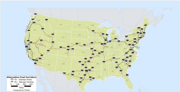 Click here to see the map of the EV charging corridors in more detail. CREDIT: Department of Transportation