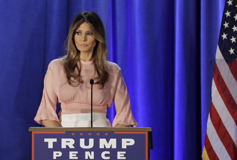 Melania Trump, wife of Republican presidential candidate Donald Trump, speaks at the Main Line Sports Center in Berwyn, Pa., Thursday, Nov. 3, 2016. CREDIT: AP Photo/Patrick Semansky