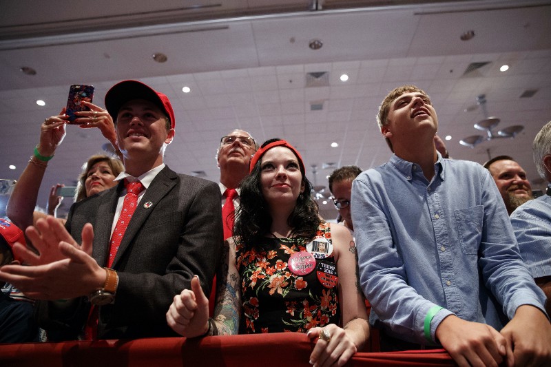 Supporters at a Donald Trump rally in central Pennsylvania in August. CREDIT: AP Photo/Evan Vucci