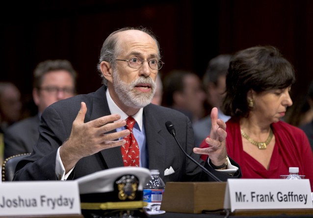 Frank Gaffney testifies on Capitol Hill in Washington, Wednesday, July 24, 2013 on the fate of prisoners at the Guantanamo Detention Center. CREDIT: AP Photo/J. Scott Applewhite