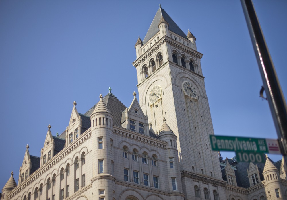 The Old Post Office building on Pennsylvania Ave., in Washington, Saturday, April 26, 2014. The building has now been renovated as a luxury Trump property. CREDIT: AP Photo/Pablo Martinez Monsivais