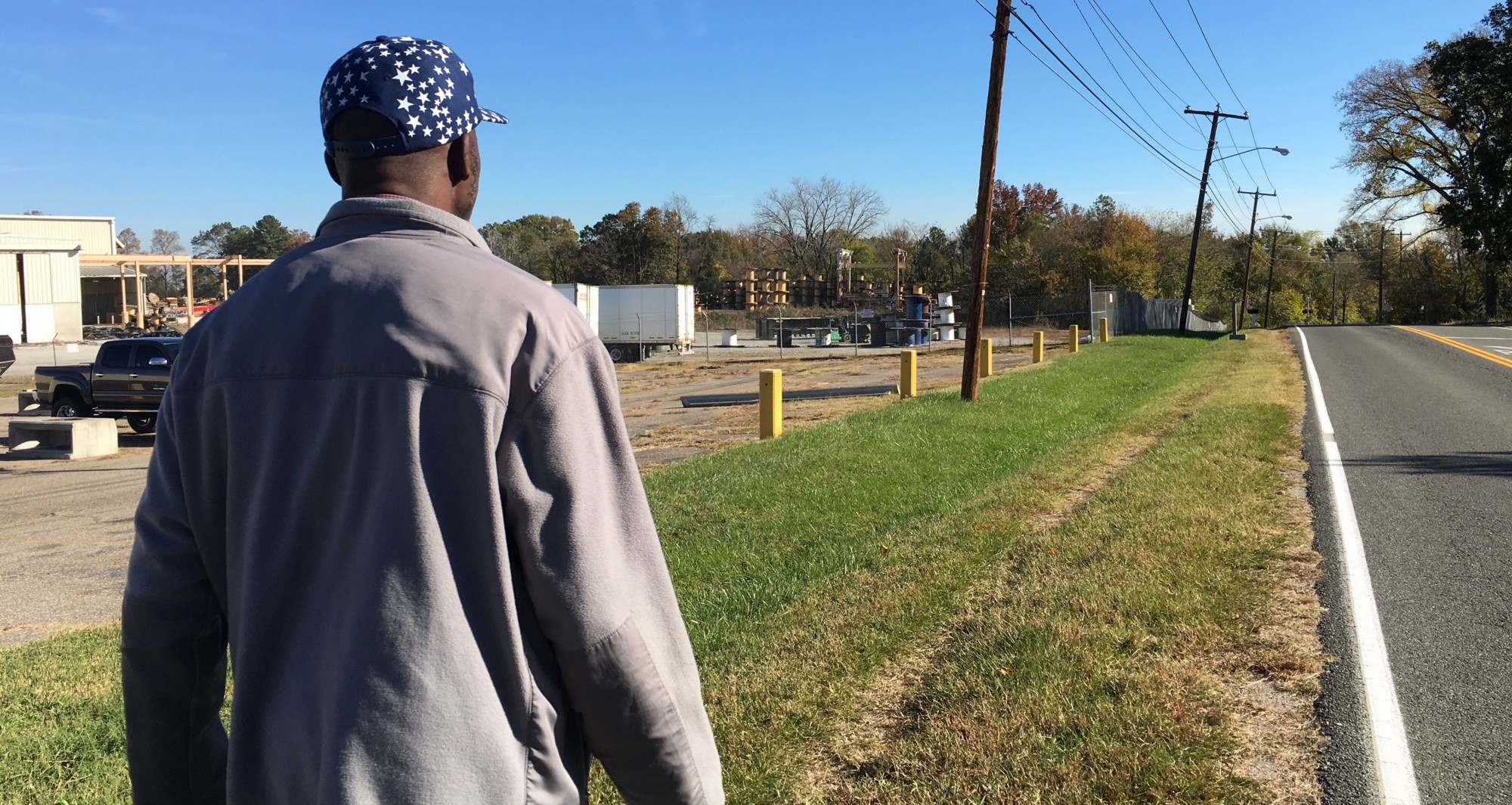 Muhammad, 53, makes the walk to his polling place for the first time in his life. CREDIT: Laurel Raymond