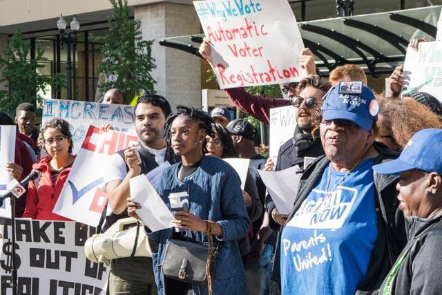 Advocates for automatic National Voter Registration Day Rally. CREDIT: Desmon Yancy