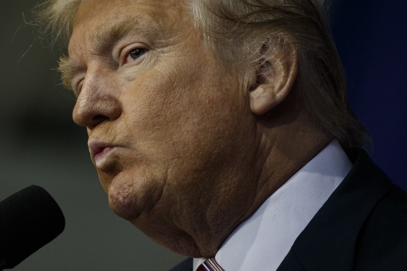 Republican presidential candidate Donald Trump speaks during a campaign rally in Delaware, Ohio. CREDIT: AP/ Evan Vucci