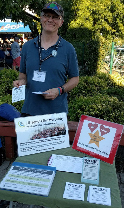 Kermit Hovey, Middleton Climate Referendum Project Coordinator, tables for the referendum at a fall Capital Brewery event in Middleton, WI. CREDIT: Middleton Climate Referendum