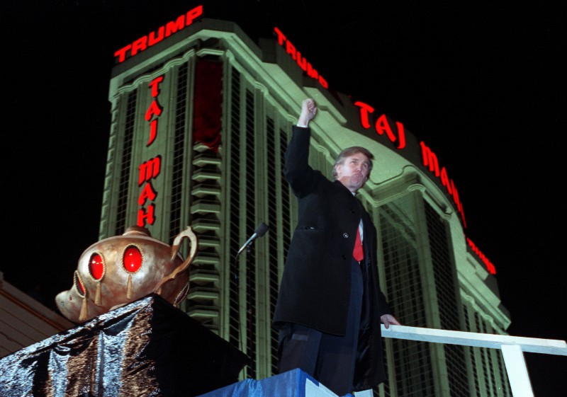 Donald Trump at a 1990 ceremony for the opening the Trump Taj Mahal Casino Resort in Atlantic City. CREDIT: AP Photo/Charles Rex Arbogast