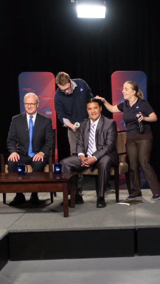 From left: Rep. Kevin Cramer (R-ND) and Chase Iron Eyes moments before their debate in Oct. CREDIT: Chase Iron Eyes