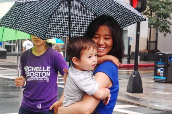 Wu with her son. CREDIT: Office of Michelle Wu