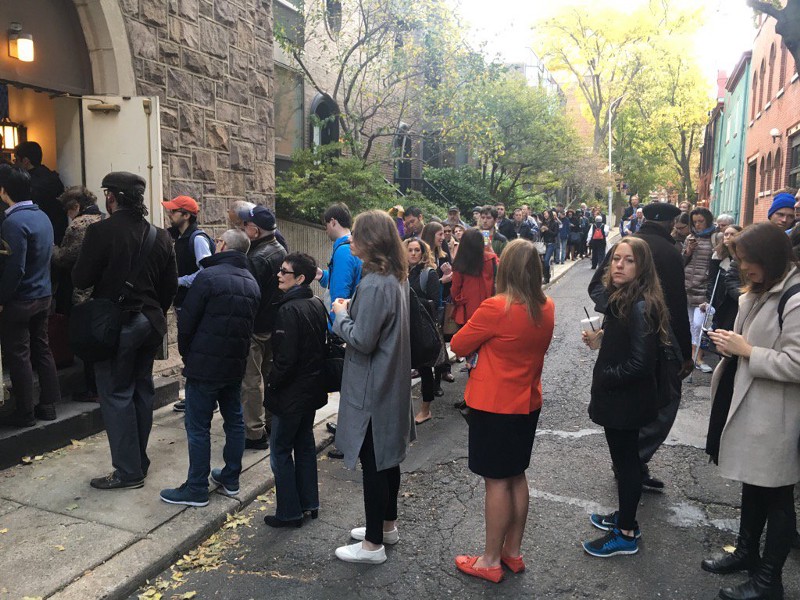 Election Day lines in Philadelphia CREDIT: David Corn/Twitter