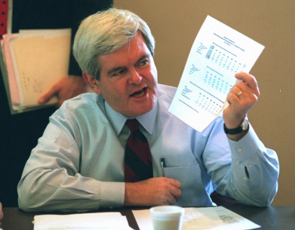 Republican House Speaker Newt Gingrich during the 1995 government shutdown CREDIT: AP Photo/Joe Marquette